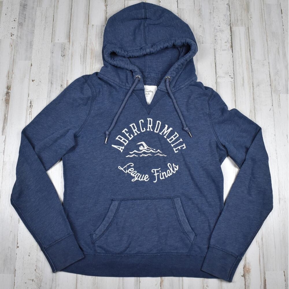 Y2K Blue Swim Hoodie Abercrombie & Fitch Juniors Slim Large Surfer Beach Vintage